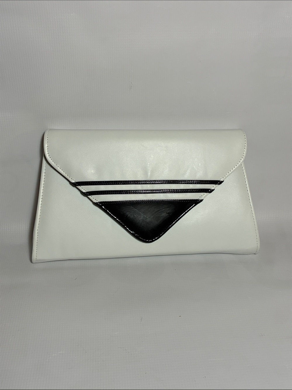 Elegant White & Navy Envelope Clutch